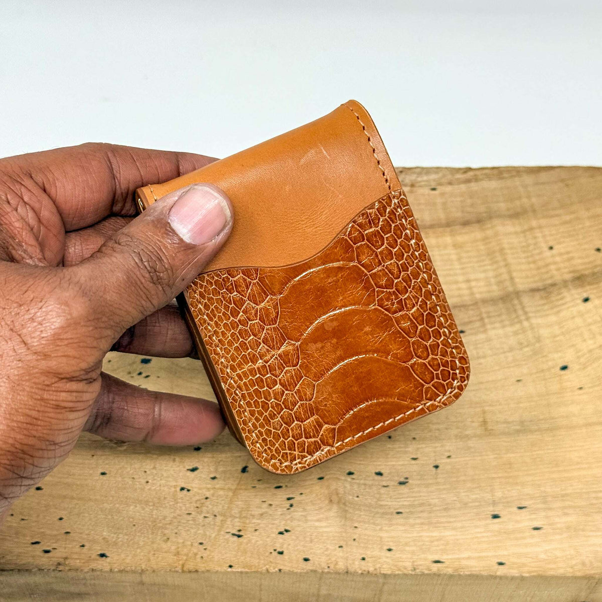 Ostrich Leg Rancher’s Wallet w/ Money Clip - Tan