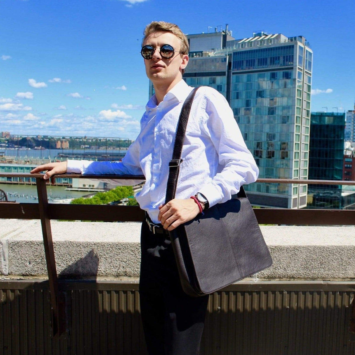 Yellowstone Leather Laptop Messenger Bag
