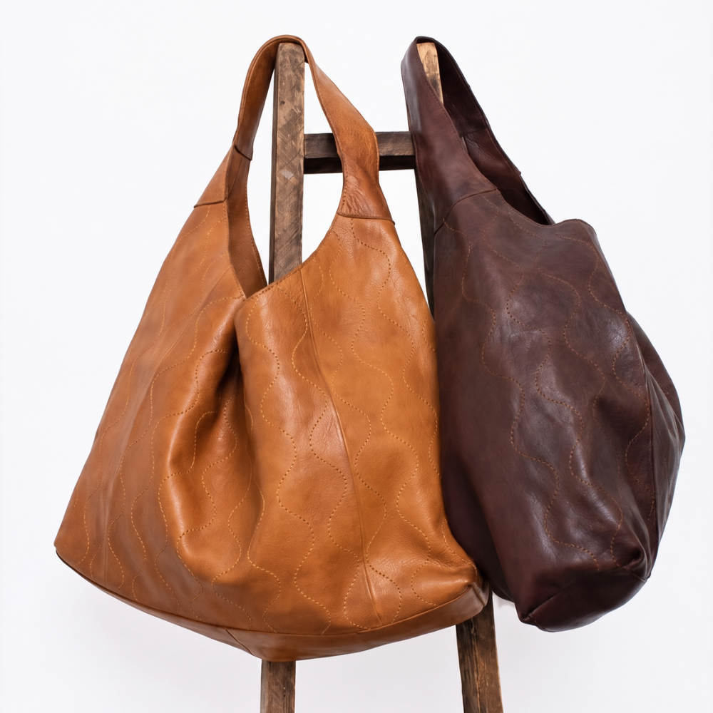 Lindsey Groovy Swirl Leather Tote Bag
