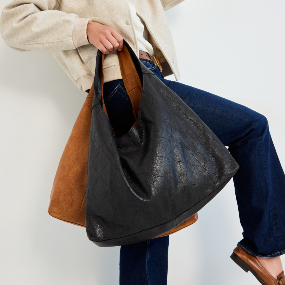 Lindsey Groovy Swirl Leather Tote Bag