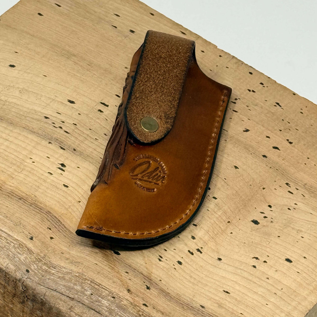 Tooled Buck Knife Sheath – Western Floral Brown / 005