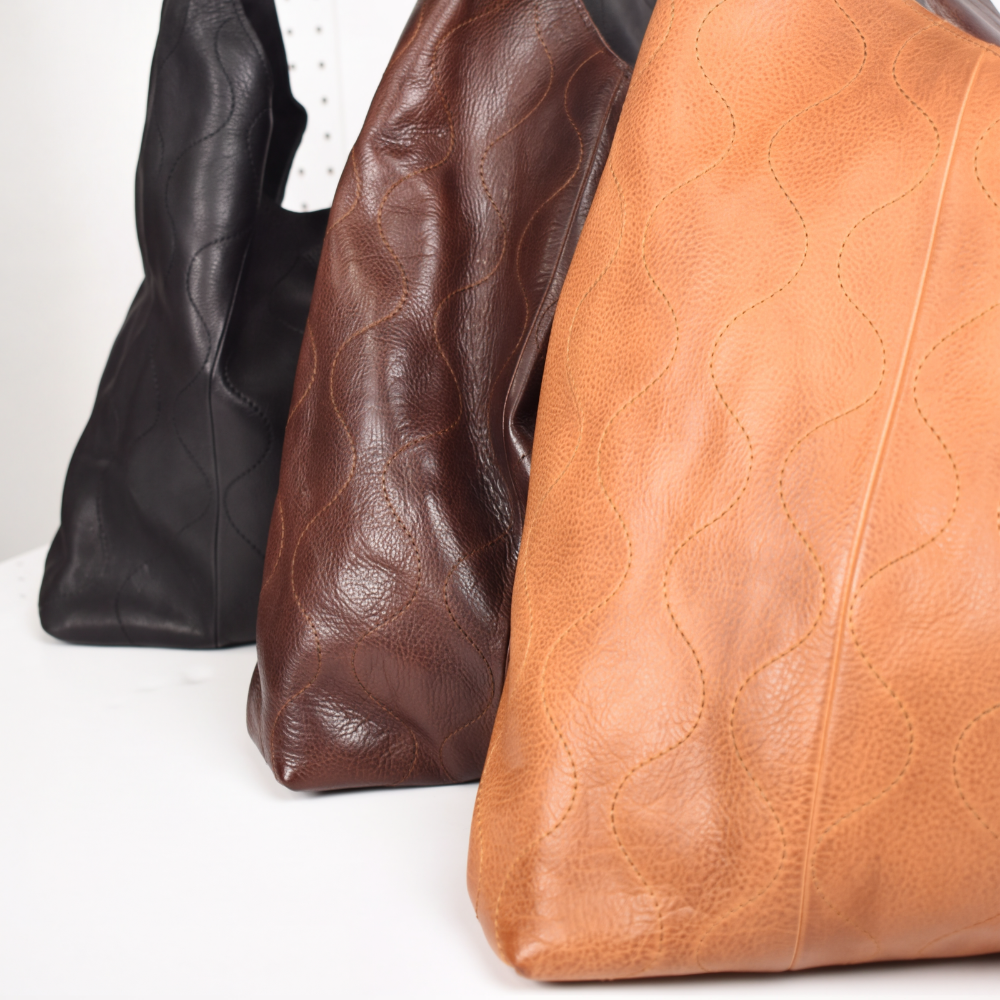 Lindsey Groovy Swirl Leather Tote Bag
