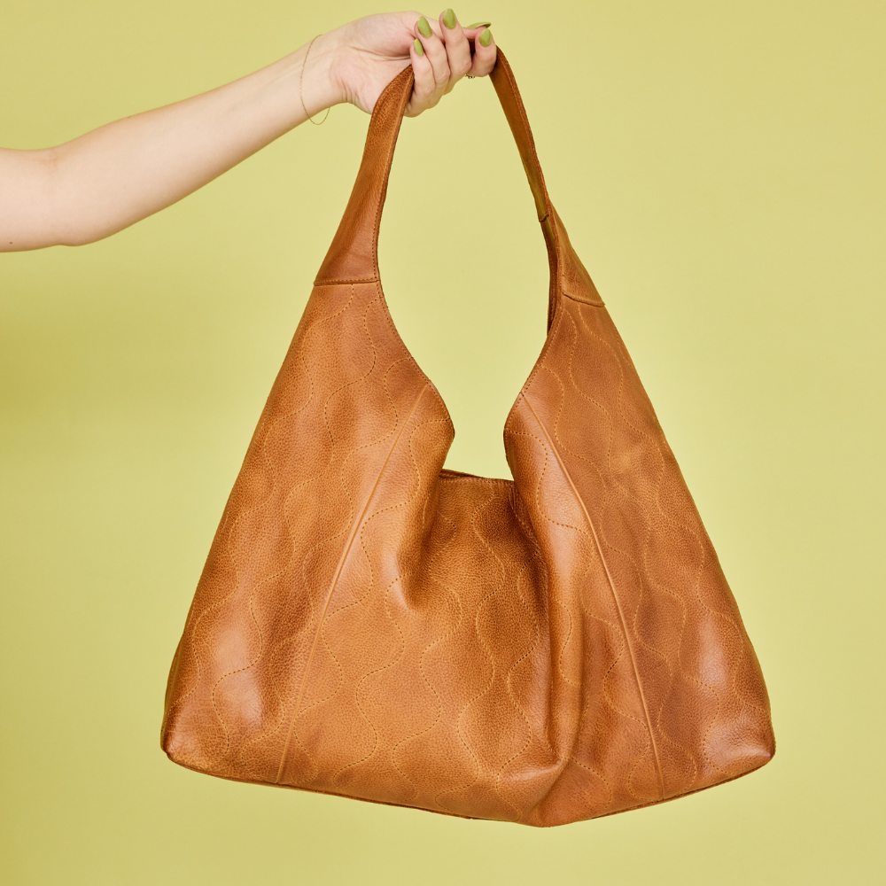 Lindsey Groovy Swirl Leather Tote Bag