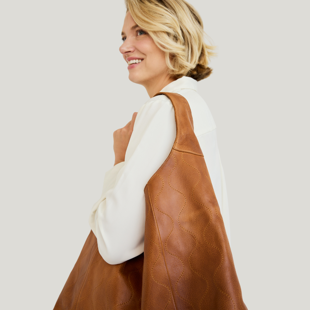 Lindsey Groovy Swirl Leather Tote Bag