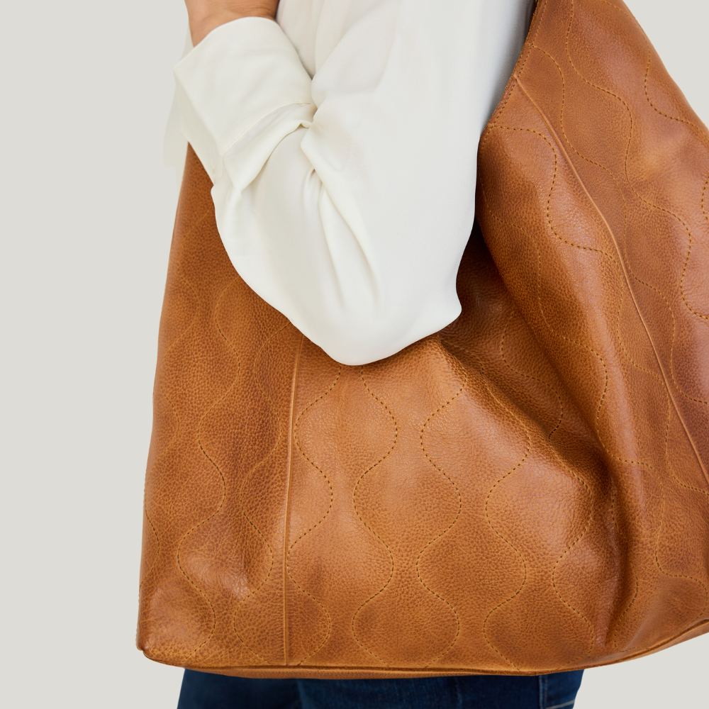 Lindsey Groovy Swirl Leather Tote Bag