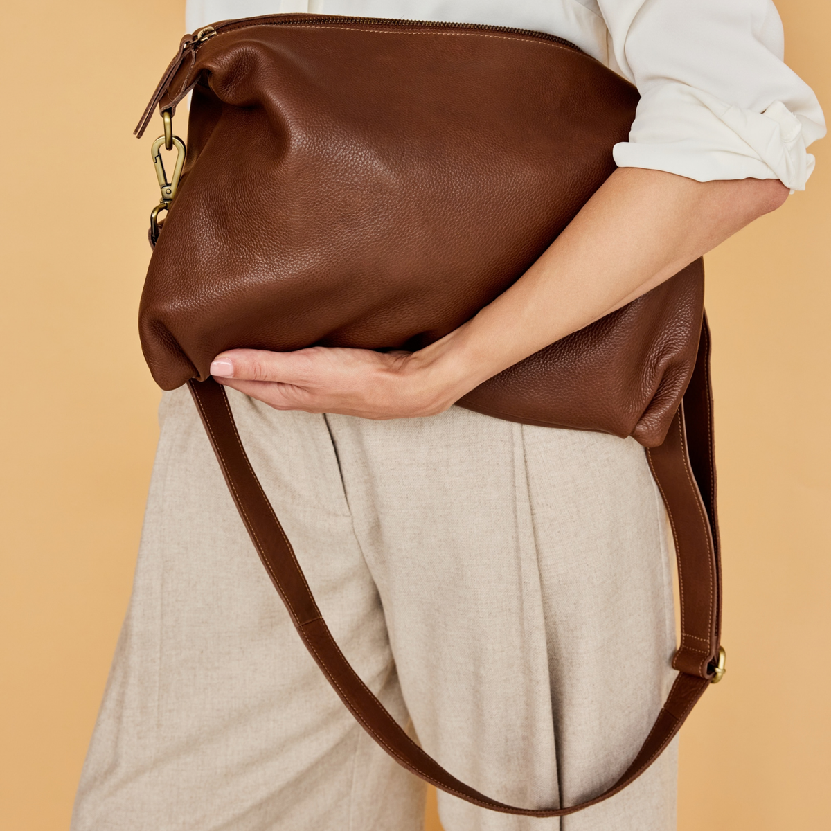 Avery Milled Leather Crossbody Bag