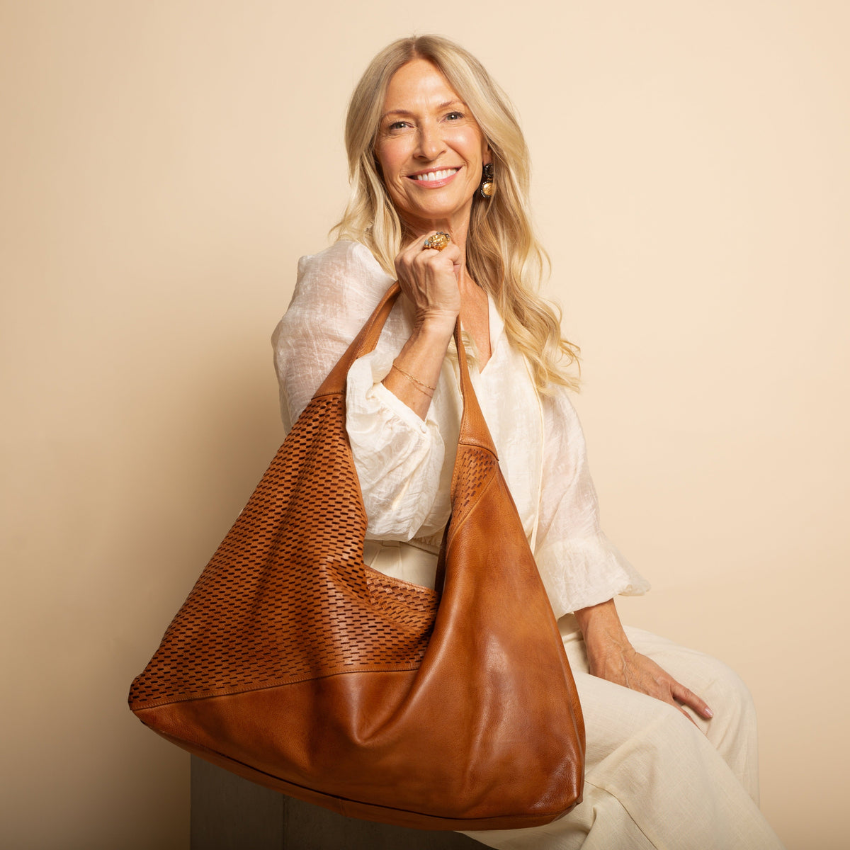 Lindsey Laser Leather Tote Bag