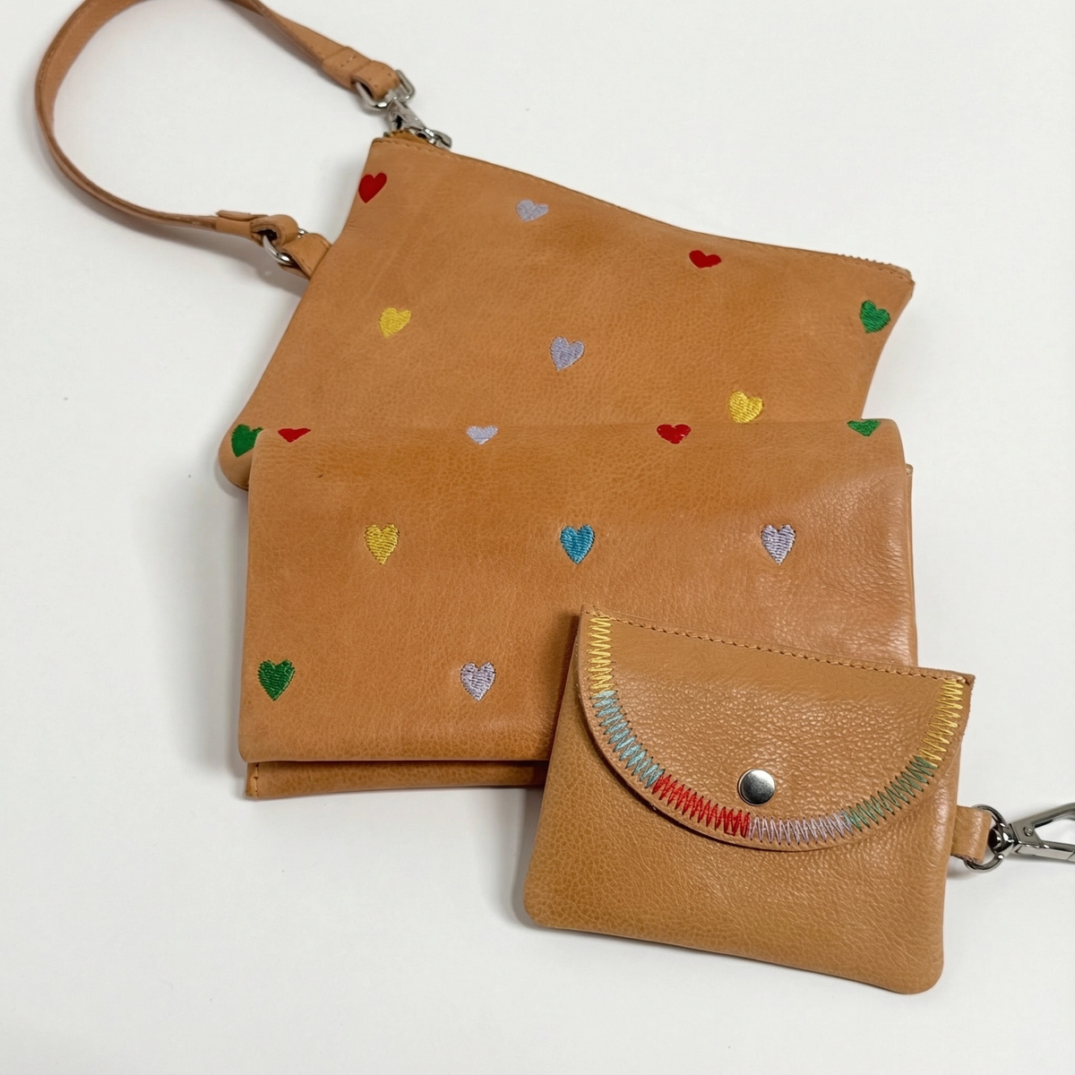 Stitch Detail Leather Mini Snap Pouch