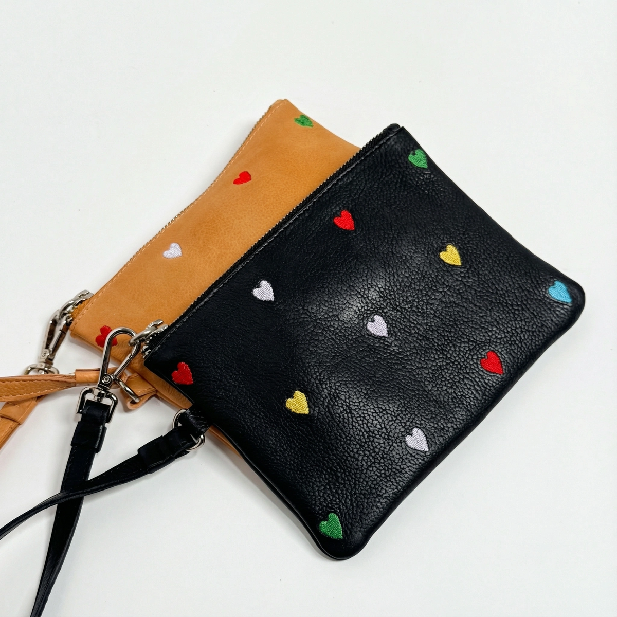Heart Leather Zip Pouch