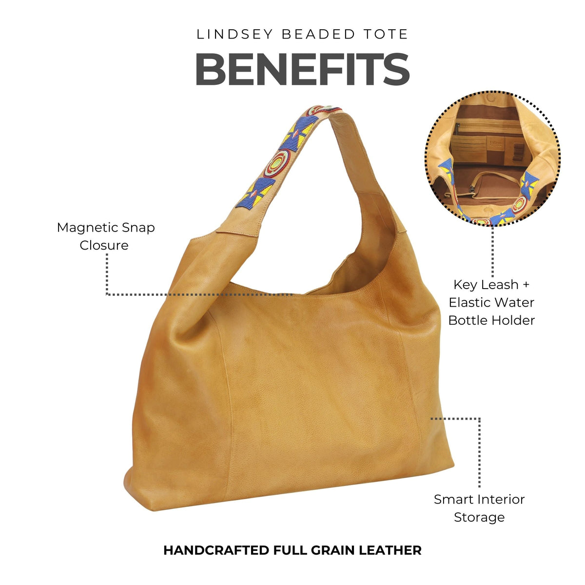 Lindsey Beaded Leather Tote Bag