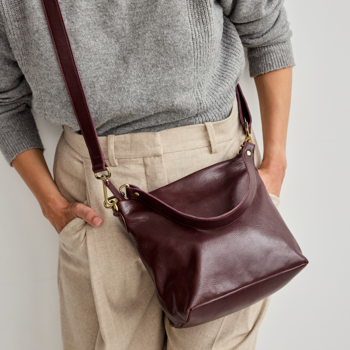 Tabor Milled Leather Crossbody Bag