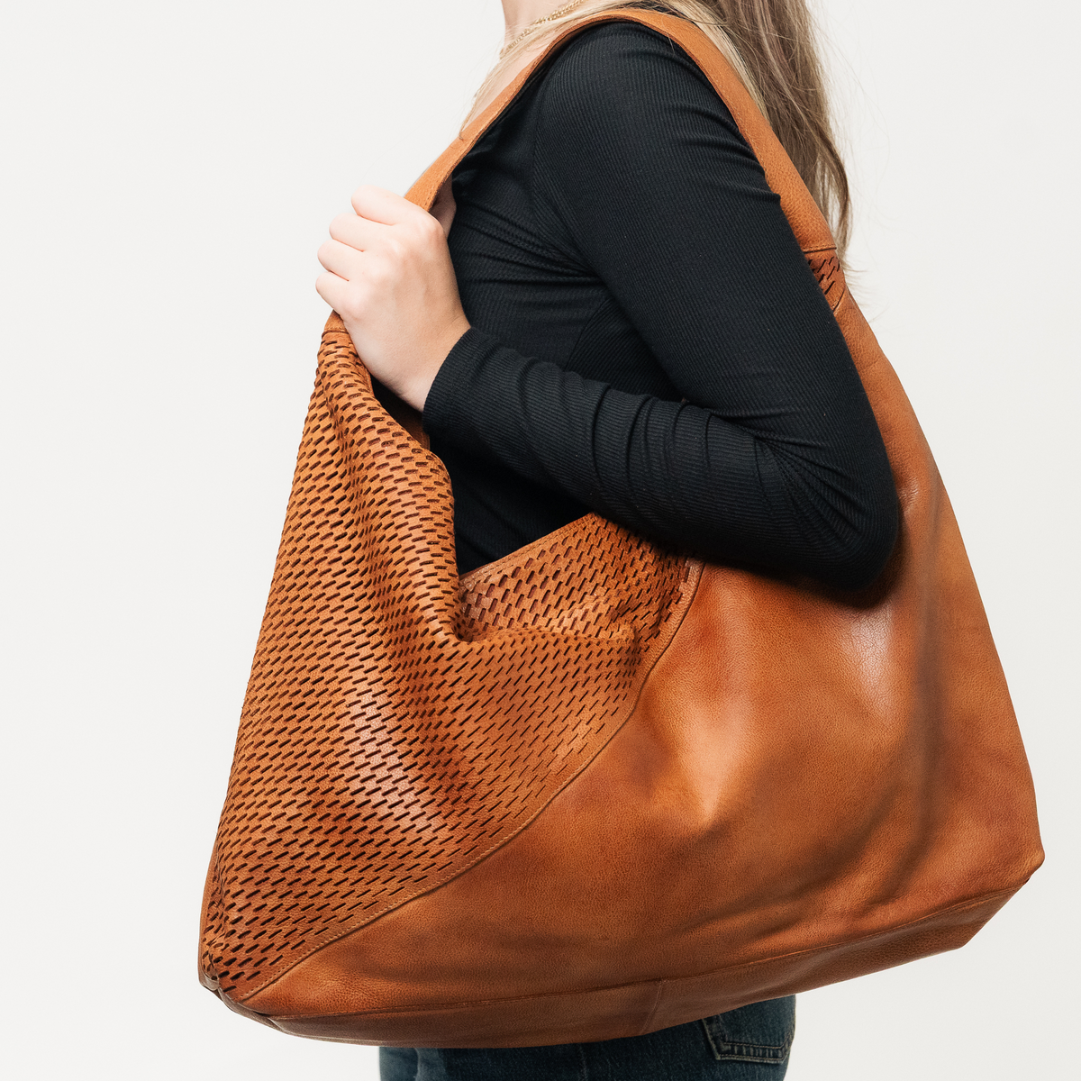 Lindsey Laser Leather Tote Bag