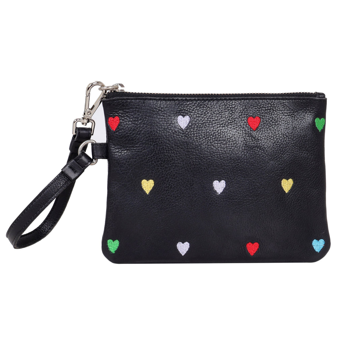 Heart Leather Zip Pouch