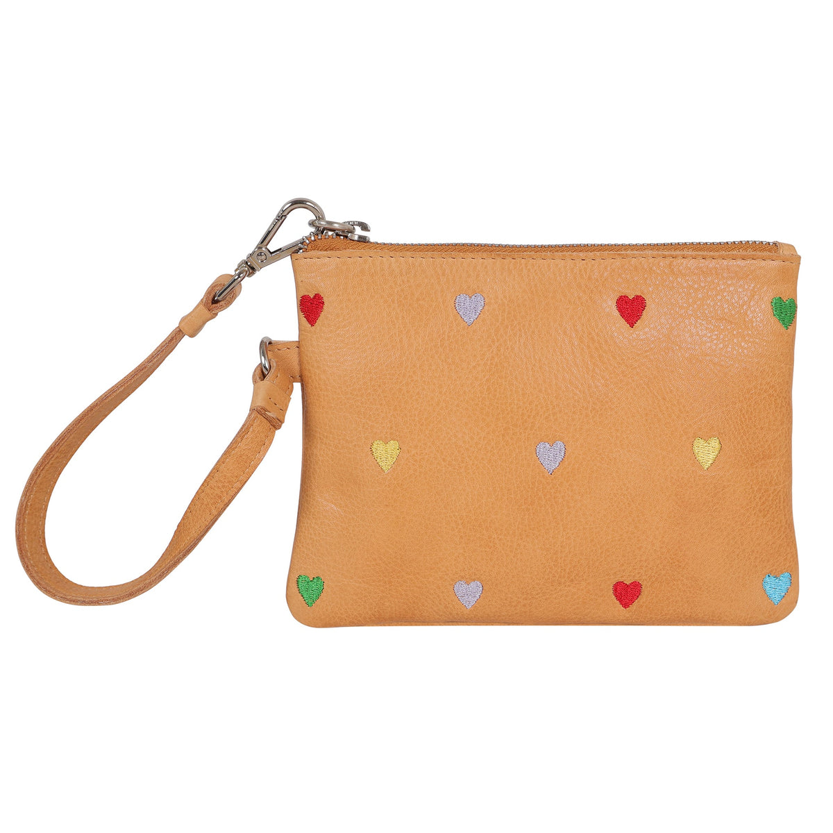 Heart Leather Zip Pouch