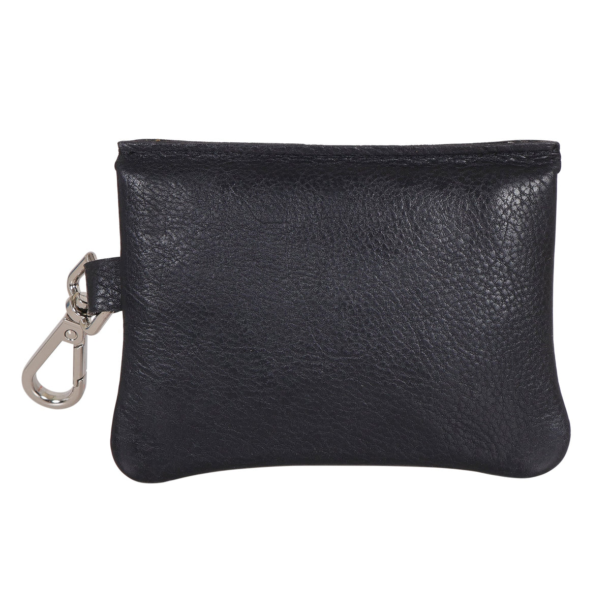 Stitch Detail Leather Mini Snap Pouch