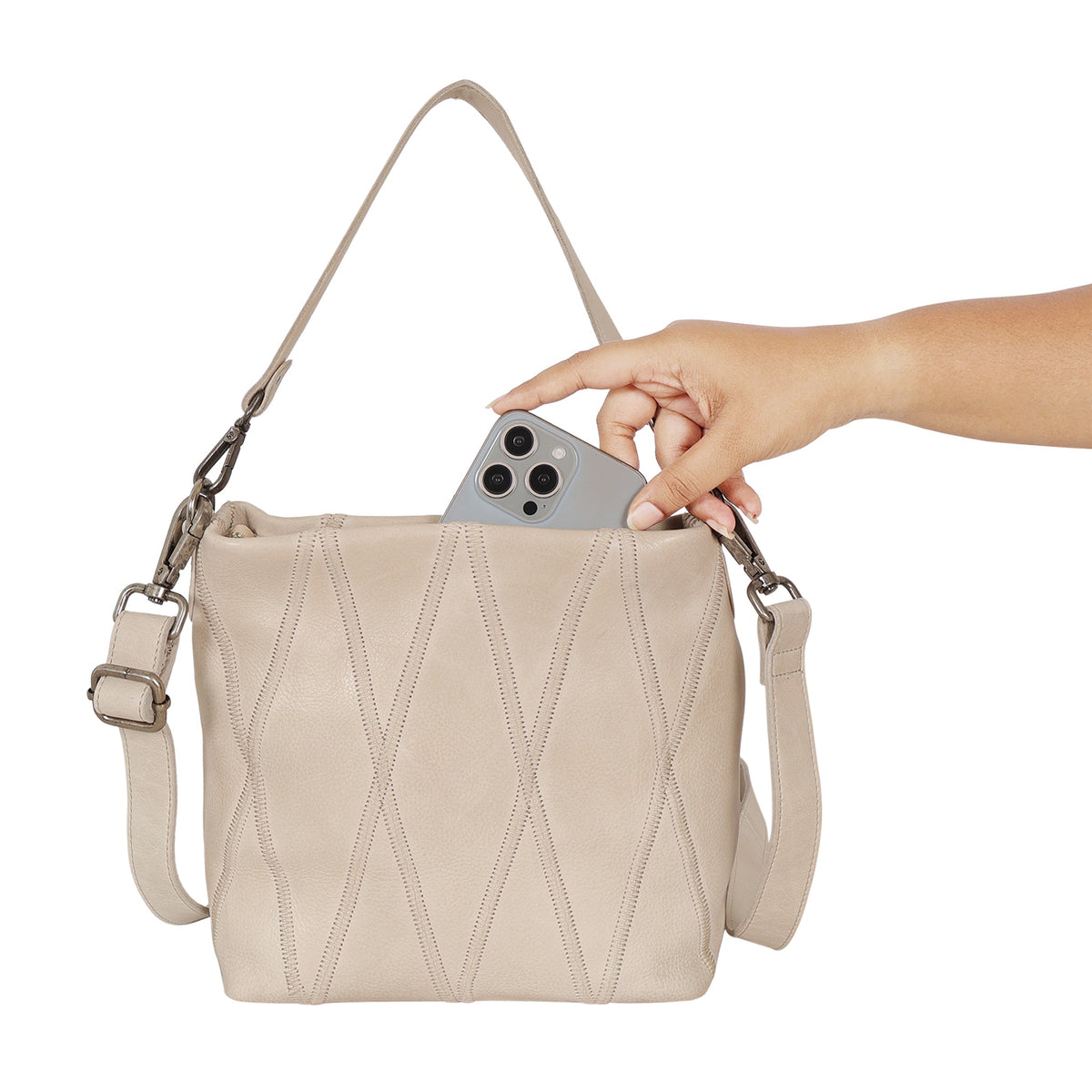 Ivy Diamond Leather Crossbody Bag