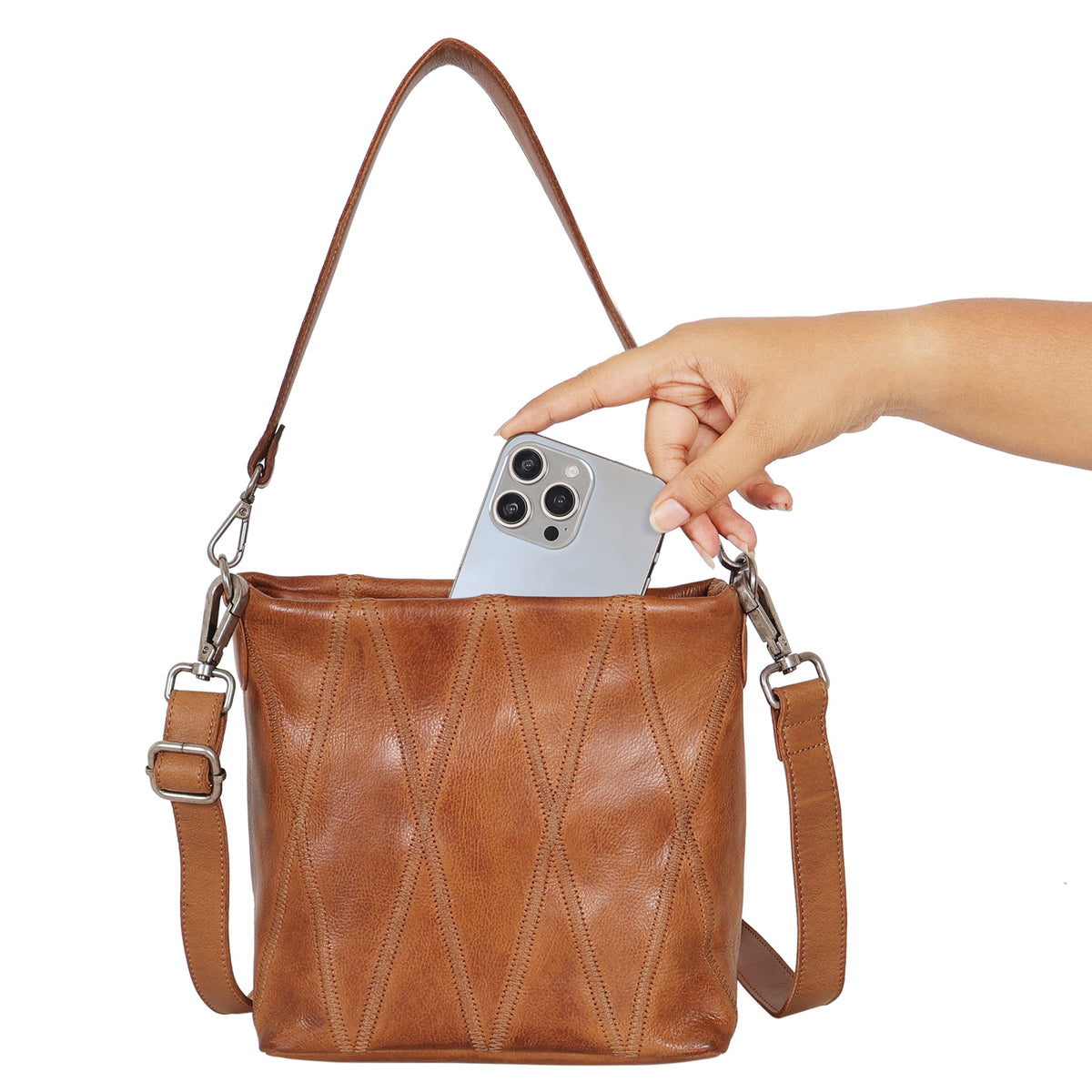 Ivy Diamond Leather Crossbody Bag