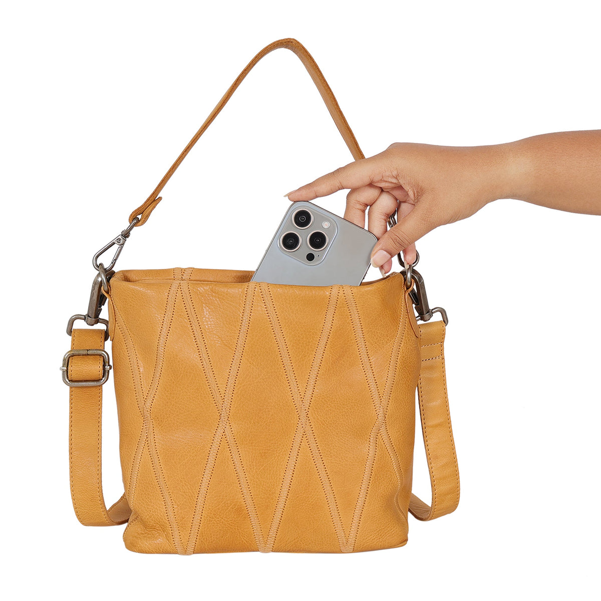Ivy Diamond Leather Crossbody Bag