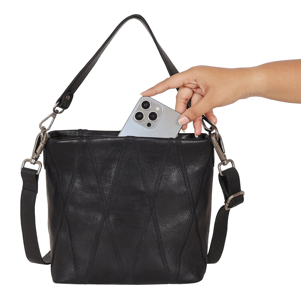 Ivy Diamond Leather Crossbody Bag