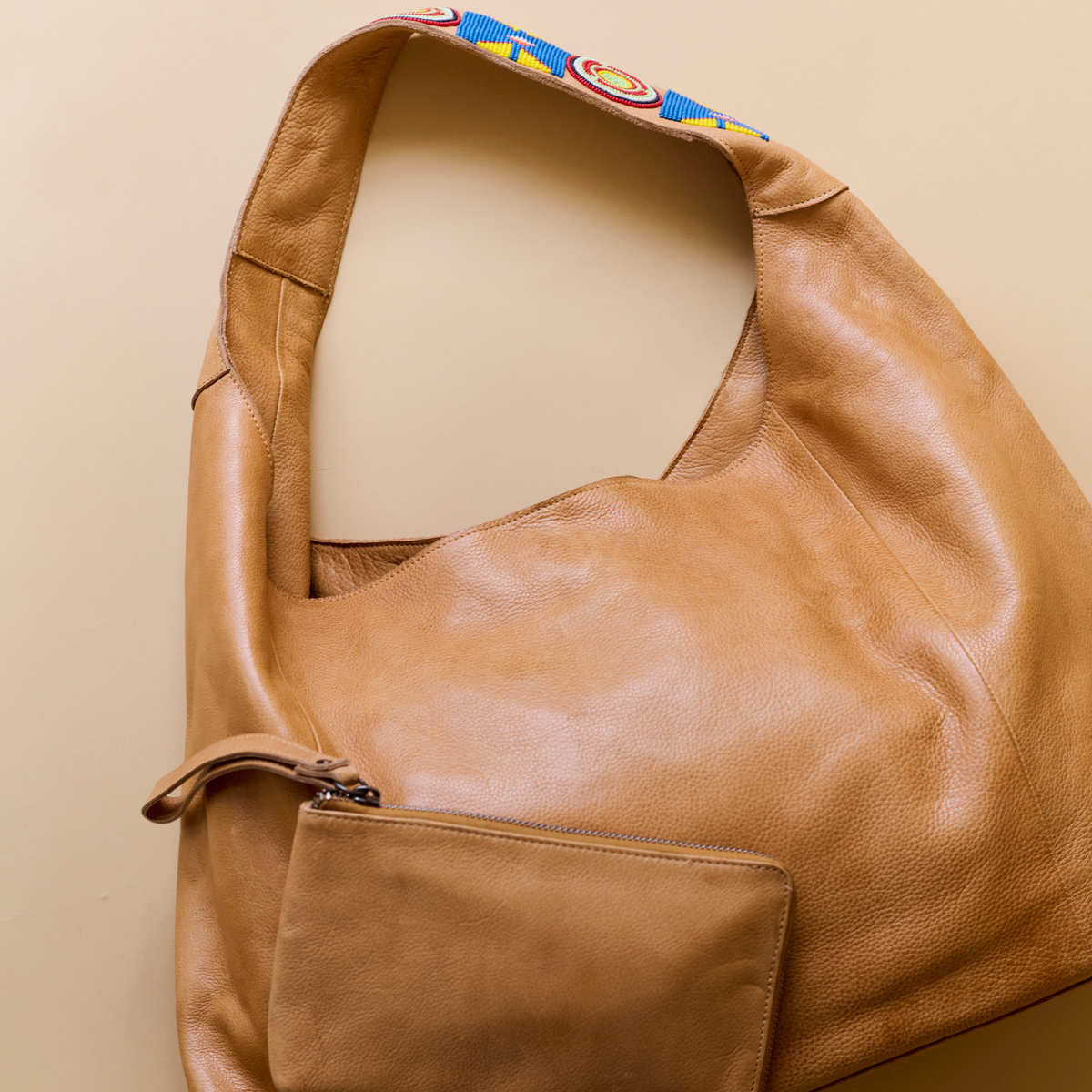 Lindsey Beaded Leather Tote Bag