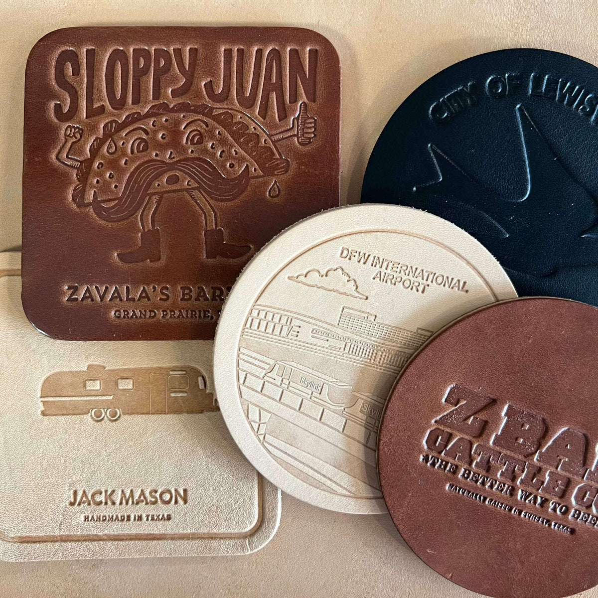 Turnkey Custom Leather Drink Coasters - Wholesale