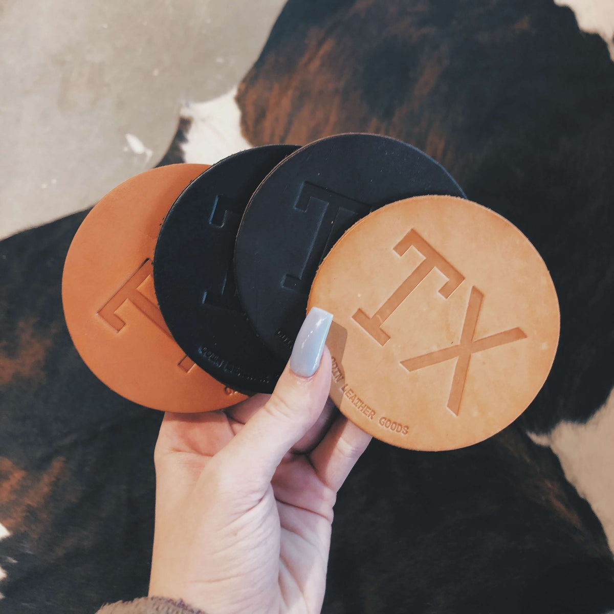 Leather Coasters – TX (Set of 4)