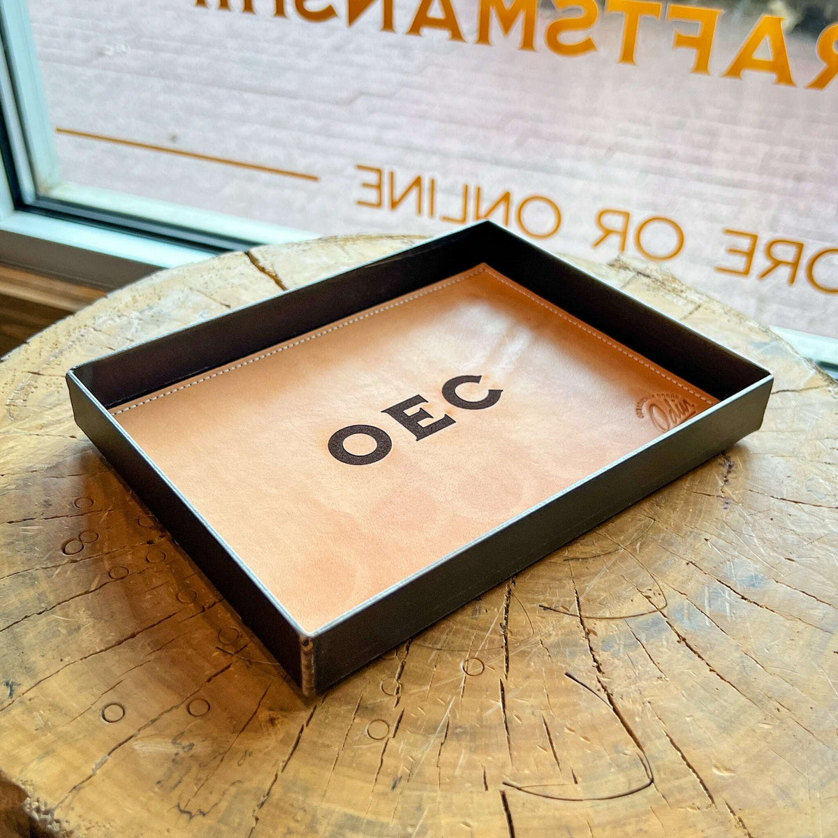 Leather & Steel Valet Tray (Personalization Available)