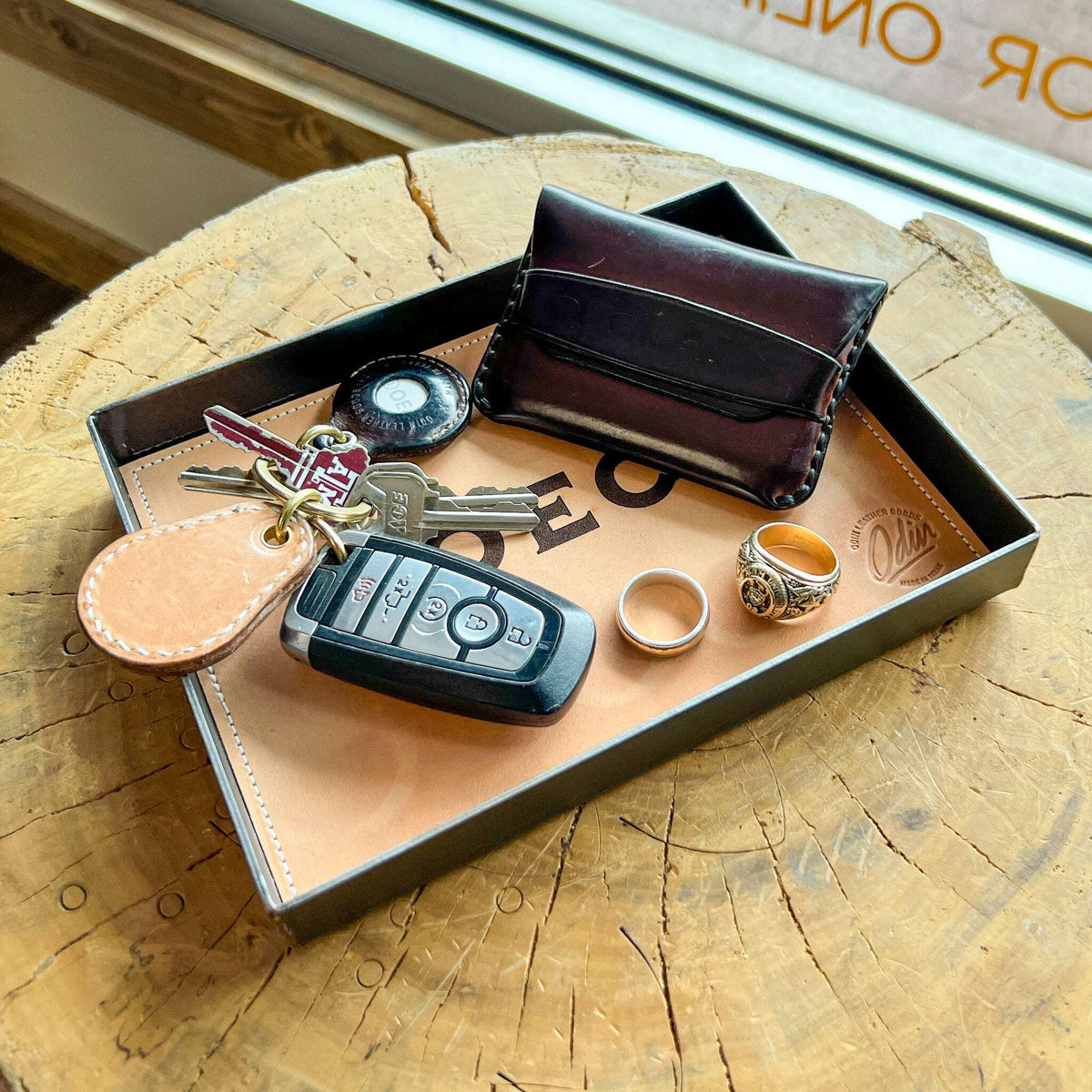 Leather & Steel Valet Tray (Personalization Available)