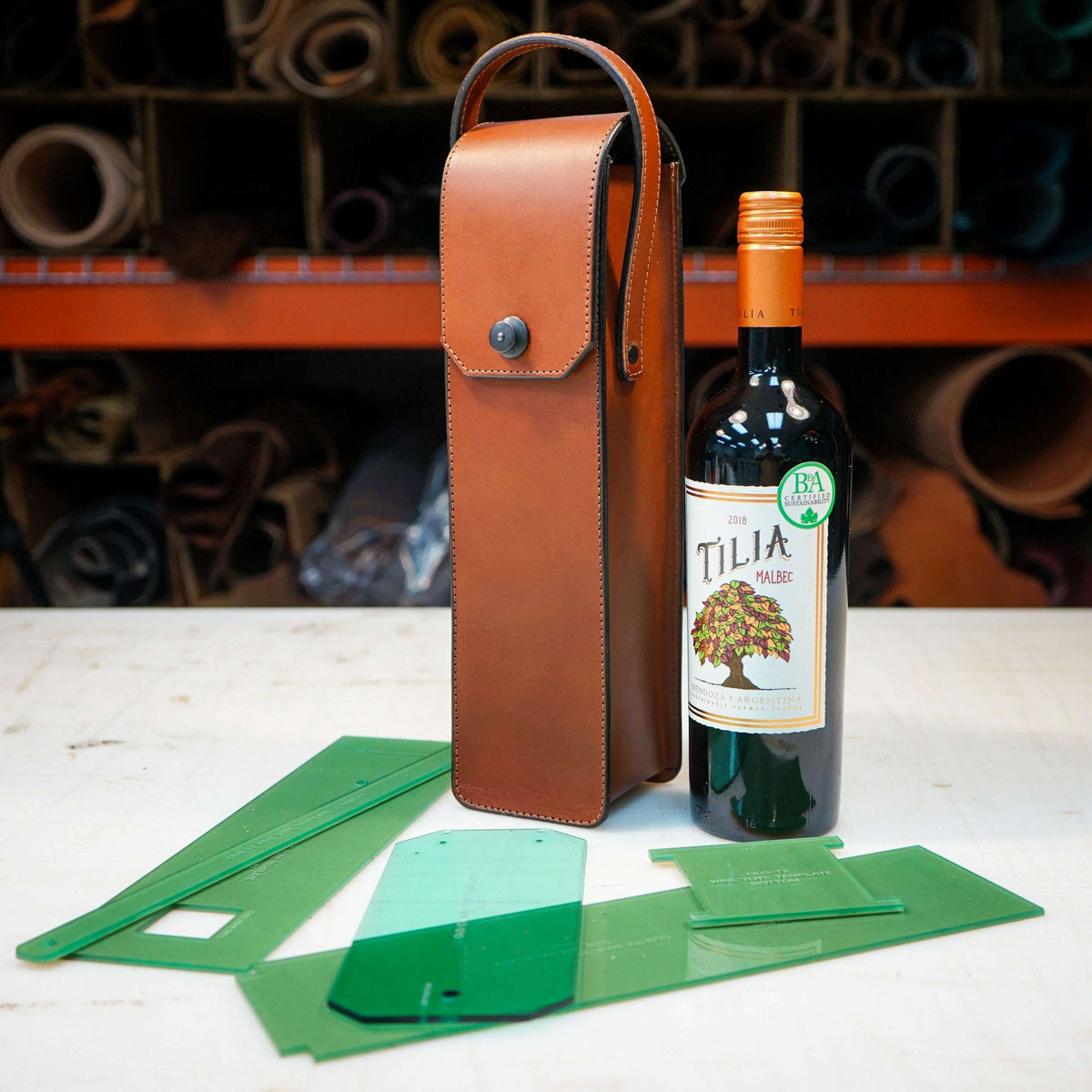 Leather Wine Tote Acrylic Template Set