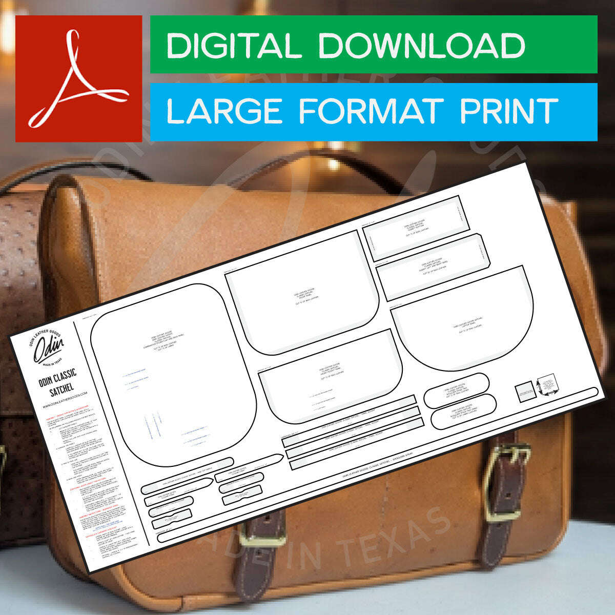 Classic Satchel Leather Bag Pattern (Printable PDF)
